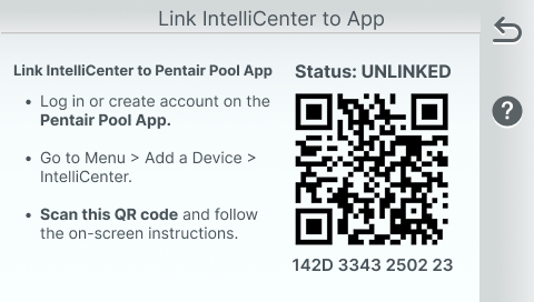 Image of QR code to scan and follow on screen instructions for Pentair Pool App. 