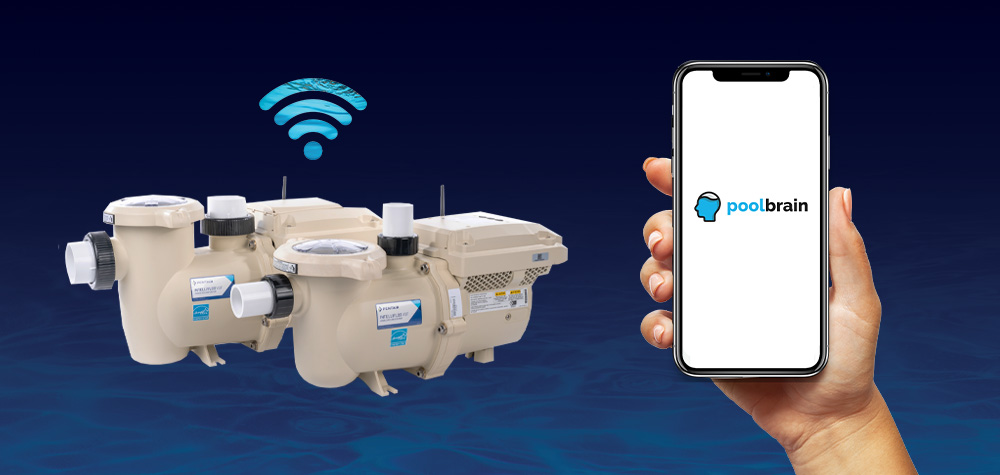 IF3 VSF Pump and Pool Brain App on simulated phone screen.
